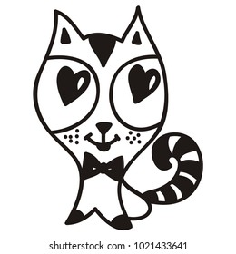 Romantic cat. Vector illustration
