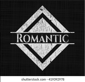 Romantic chalkboard emblem on black board
