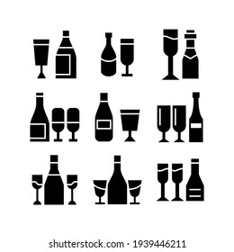 romantic champagne icon or logo isolated sign symbol vector illustration - Collection of high quality black style vector icons
