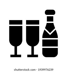 romantic champagne icon or logo isolated sign symbol vector illustration - high quality black style vector icons
