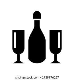 romantic champagne icon or logo isolated sign symbol vector illustration - high quality black style vector icons
