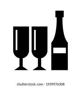romantic champagne icon or logo isolated sign symbol vector illustration - high quality black style vector icons
