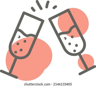 Romantic champagne, illustration, vector on a white background.