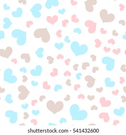 romantic chaotic seamless vector pattern made of multicolored hearts shapes