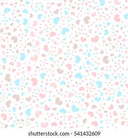 romantic chaotic seamless vector pattern made of multicolored hearts shapes