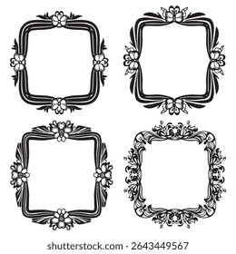 Romantic and Charming Vintage Decorative Floral Frames Vector Collection
