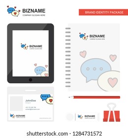 Romantic chat Business Logo, Tab App, Diary PVC Employee Card and USB Brand Stationary Package Design Vector Template
