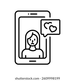 Romantic chat vector outline icon. EPS 10 file