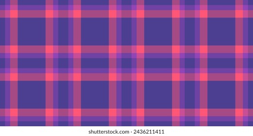 Romantic check plaid vector, self seamless textile background. Tile texture fabric pattern tartan in pink and violet color.