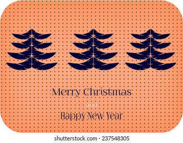 Romantic Christmas card with three blue trees