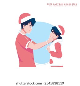 romantic christmas couple cute cartoon character