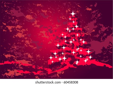 romantic Christmas decoration with red tree