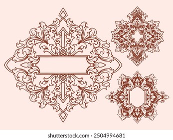 romantic classic engraved frame vector design