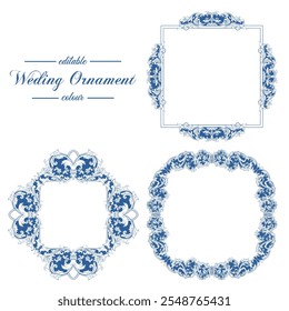 romantic classic engraved frame vector design