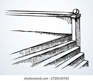 Romantic closeup scenic view elegant summer travel up town journey ruin palace patio public pathway wall scene sky text space. Black line ink pen hand drawn high grunge retro marble rock roman greek yard exit down outline engrave art style silhouette