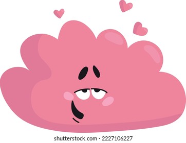 Romantic cloud character with heart sign. Love expression