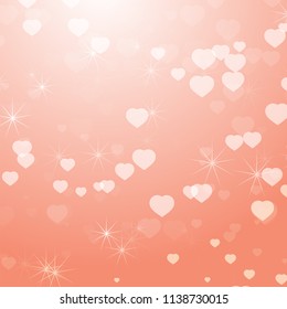 Romantic colored abstract background with hearts of different sizes. Simple flat vector illustration