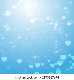 Romantic colored abstract background with hearts of different sizes. Simple flat vector illustration