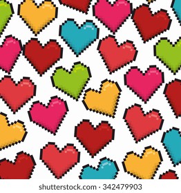 Romantic colorful card design with colorful hearts graphic design, vector illustration