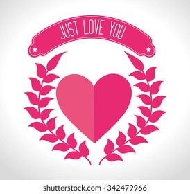 Romantic colorful card design with pink hearts graphic design, vector illustration