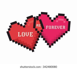 Romantic colorful card design with pink hearts graphic design, vector illustration