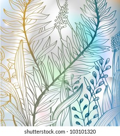 Romantic colorful flower background for design, hand-drawing vector illustration