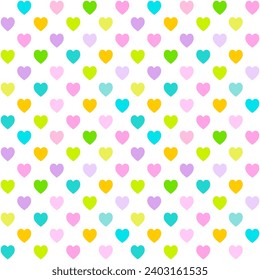 Romantic colorful Heart shape seamless pattern, white background