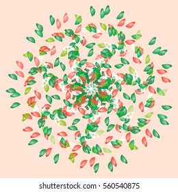 Romantic colorful mandala with hearts. Logo template. Arabic, Indian, ottoman motifs. 
