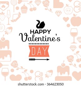 Romantic composition with blank space for text and valentine's day symbols. 