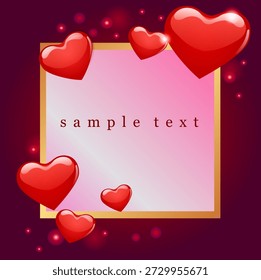 Composición romántica con corazones. Ilustración vectorial para Sitio web, postales, tarjetas, carteles, anuncios, Cupones, material promocional. Texto con corazones rojos de San Valentín