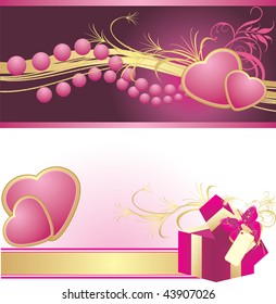 Romantic composition. Two banners. Vector