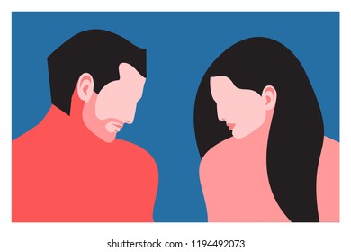 Romantic concept. Couple in love. Two lovers, man and woman. Vector illustration