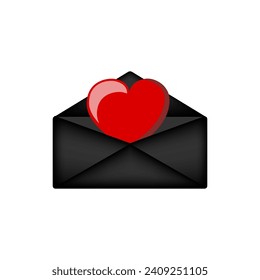 Romantic concept. Love envelope. Red heart icon. Valentine's day elements. Eps 10 vector illustration.