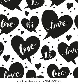 Romantic concept seamless pattern with speech bubbles 