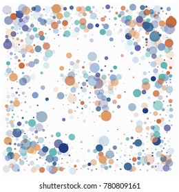 Romantic Confetti, Elegant Wedding Light Vector Texture. Valentine, Birthday Party, Christmas Celebration Flying Circles, Magic Falling Dots Background. Love, Romance Scent Confetti Border.
