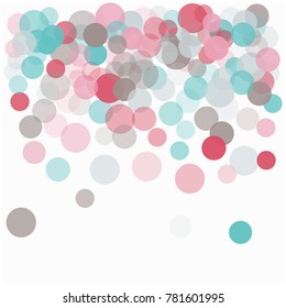 Romantic Confetti, Elegant Wedding Light Vector Texture. Valentine, Party, New Year or Birthday Celebration Falling Dots, Flying Circles Festive Background. Love, Romance Glamour Confetti Border.