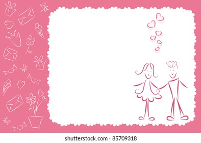 Romantic congratulation postcard. Vector illustration.