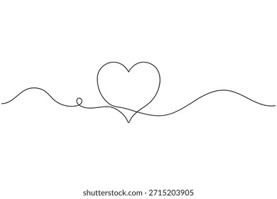 Dibujo romántico continuo de una línea de una forma de corazón. Icono de Vector de amor minimalista.