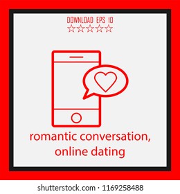 romantic conversation, online dating vector icon
