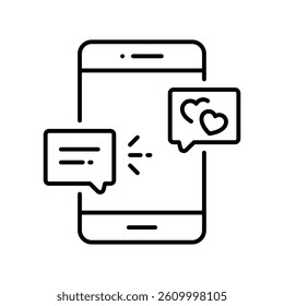 Romantic conversation  vector outline icon. EPS 10 file