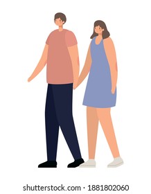 manzana romántica sobre un diseño de ilustración vectorial de fondo blanco