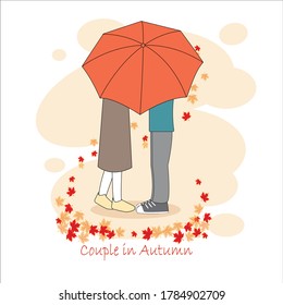 romantic couple in autumn and maple  fall