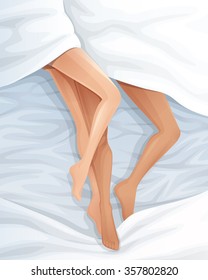 Romantic couple in bed. Vector illustration.
