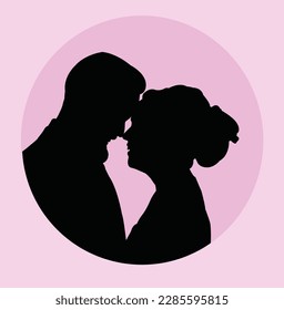 Romantic couple black silhouette with white background. This is an editable and printable high quality vector eps file