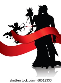 Romantic couple and cupid background (also available jpg version)
