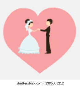 Romantic couple. Cute simple illustration for invitation, greeting card and concept banner. Vector.