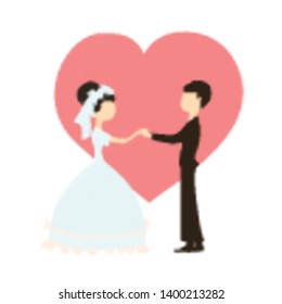 Romantic couple. Cute simple illustration for invitation, greeting card and concept banner. Vector.