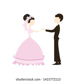 Romantic couple. Cute simple illustration for invitation, greeting card and concept banner. Vector.
