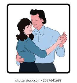 Romantic Couple Dancing. Vector illustration.