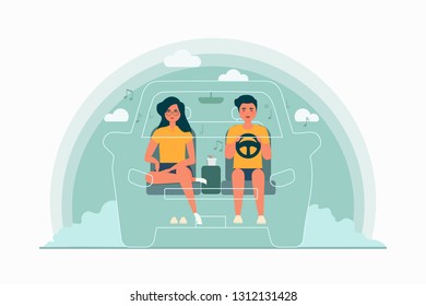 Romantic Couple Date Driving Road trip 